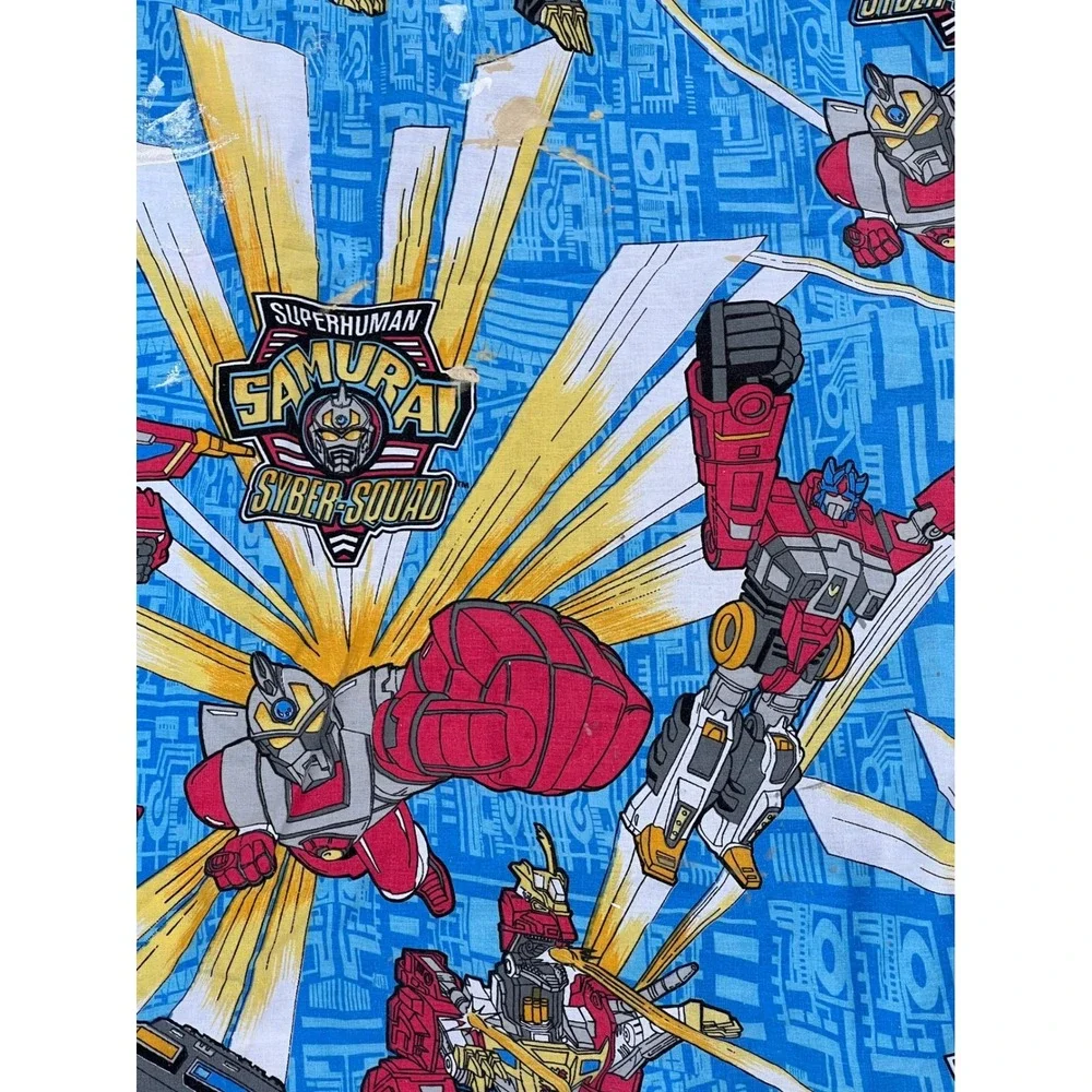 Vintage 1994 Superhuman Samurai Syber-Squad‎ Twin Sheet Set 3pc DIC Tsuburaya
